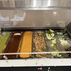 Los Cuates Supermercado Y Taqueria - Salsa bar - we like the green one