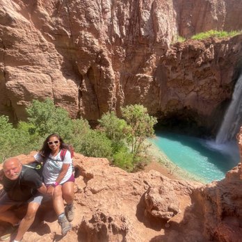 Mooney Falls - Pic time before heading down the cliff. - Hiking Near Me - Supai, Arizona Mooney Falls - Pic time before heading down the cliff. - Hiking Near Me - Supai, Arizona