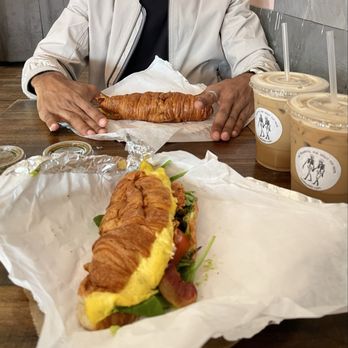 Undergrind Cafe - Bacon Bite Supreme and Ice Salted Caramel Latte w/ oat milk - Cafes Near Me - Los Angeles, California