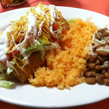 Taco Love Grill - Fried taco: carne asada and chicken and bacon, with rice and beans - Mexican Near Me - White Marsh, Maryland