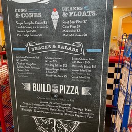 Menu for the ice cream and pizza at scoops and slices Menu for the ice cream and pizza at scoops and slices