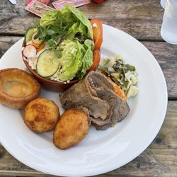Laragh Lodge - Beef roast with Yorkshire pudding, salad, roasted potatoes.