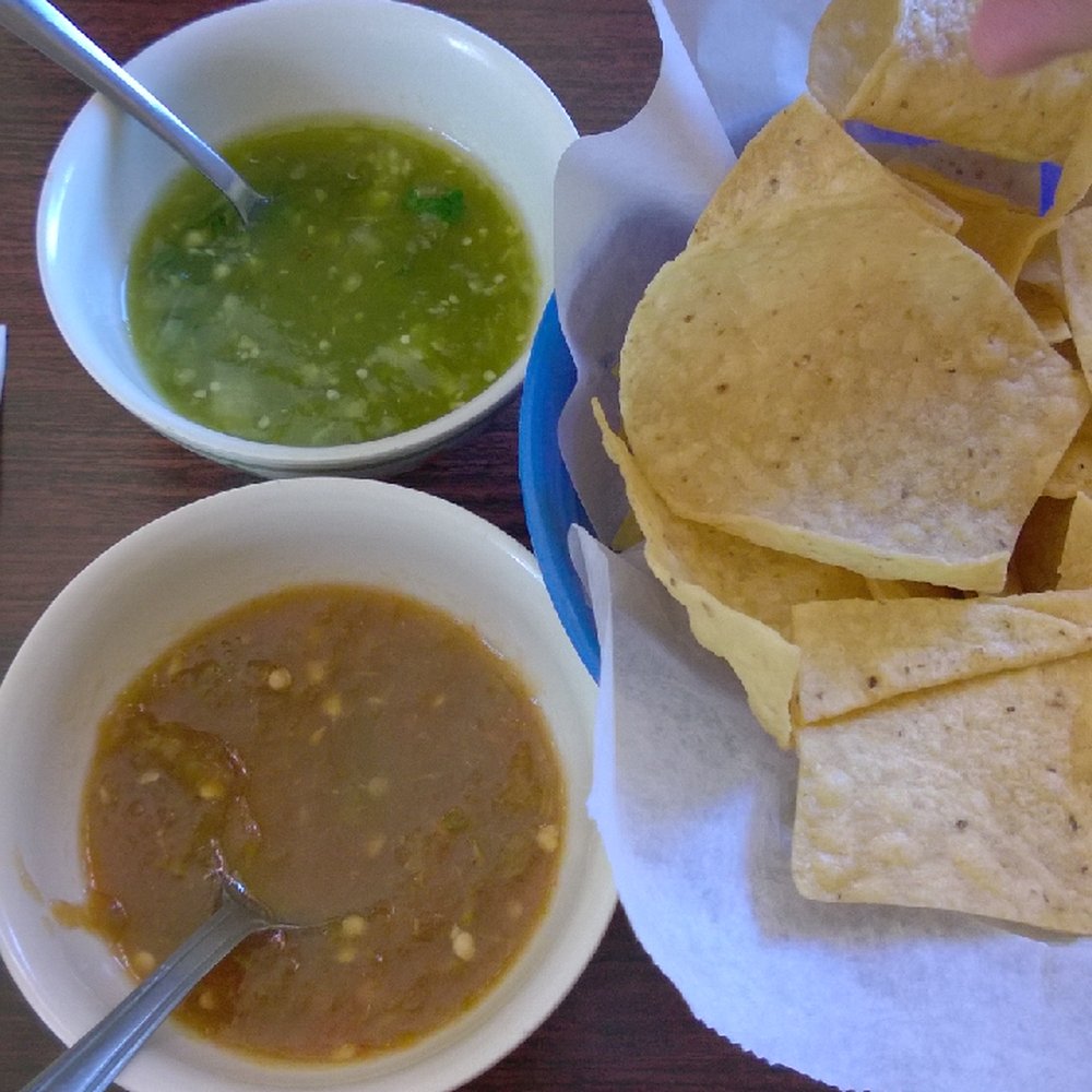 Chips and two types of salsa! Chips and two types of salsa!