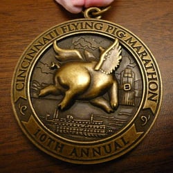 Cincinnati Flying Pig Marathon - 2008 finishers medal - back
