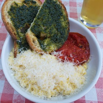 Loupiotte Kitchen - Scrambled eggs with pesto toast - French Near Me - Los Angeles, California Loupiotte Kitchen - Scrambled eggs with pesto toast - French Near Me - Los Angeles, California
