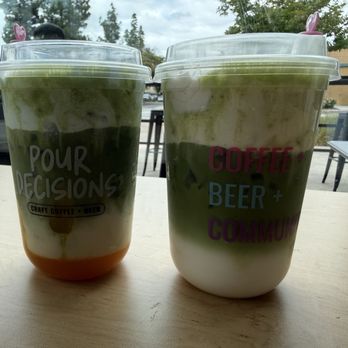 Pour Decisions Craft - Banana Matcha, and a mango Matcha - Coffee & Tea Near Me - Fremont, California