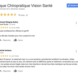 Clinique Chiropratique Vision Santé - Témoignages de clients