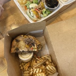 The 208 Grill - Waffle fries and sandwich with bowl