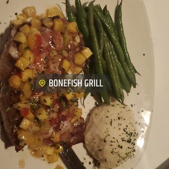 Bonefish Grill - Pork Chop with Mango Salsa, Mashed Potatoes, and Green Beans - Seafood Near Me - Dublin, Ohio