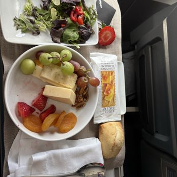 American Airlines - Fruit and cheese plate (Ate a little before photo) - Airlines Near Me - Denver, Colorado