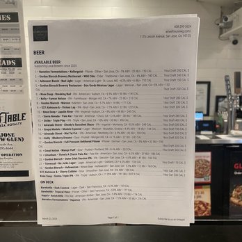 Round Table Pizza - Beer Menu as of 4/11/2023 - Pizza Near Me - San Jose, California Round Table Pizza - Beer Menu as of 4/11/2023 - Pizza Near Me - San Jose, California