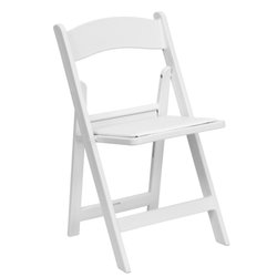 DM Party Rental and Decor - White Resin Patio Chairs, perfect for weddings
