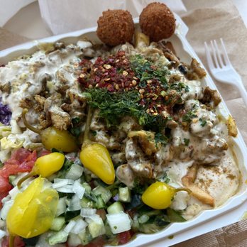 Falafel Stop - Jerusalem mix plate with fries - Falafel Near Me - Sunnyvale, California Falafel Stop - Jerusalem mix plate with fries - Falafel Near Me - Sunnyvale, California