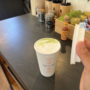 Pure Bean Coffee House - Matcha (hot/large) w milk alternative (coconut milk) - Coffee & Tea Near Me - Idyllwild-Pine Cove, California
