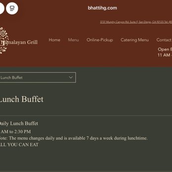 Bhatti Himalayan Grill - Typo on opening hours - Indian Near Me - San Diego, California Bhatti Himalayan Grill - Typo on opening hours - Indian Near Me - San Diego, California