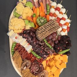 Brie & Burrata - A beautiful gluten-free charcuterie board catered for 10 people.