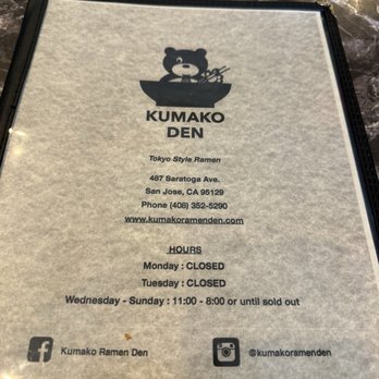 Kumako Ramen Den - Ramen Near Me - San Jose, California