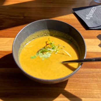 82 Degrees - Coconut carrot ginger soup. - Seafood Near Me - St. Pete Beach, Florida 82 Degrees - Coconut carrot ginger soup. - Seafood Near Me - St. Pete Beach, Florida