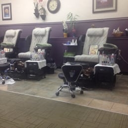 Pedicure chairs ready for clients.