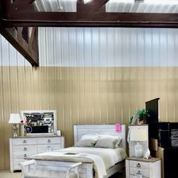 The Furniture Mart - In-store display of the bedroom pieces we chose.