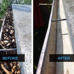 Elite Exteriors - Before and After a Gutter Cleaning job.