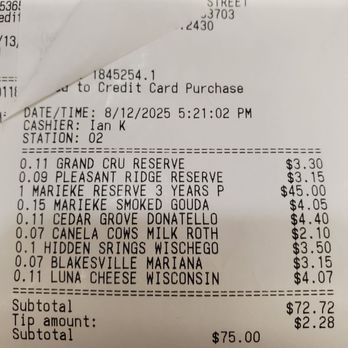 Fromagination - Receipt of my adopted cheeses. Check out all these varieties! - Cheese Shops Near Me - Madison, Wisconsin