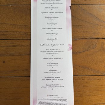 House of Sakura - Snack Menu - Japanese Near Me - Honolulu, Hawaii