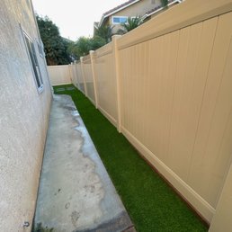 Don't mind the dirty concrete, they didn't do that. They installed the turf here and even modified our fence where it wasn't level. Don't mind the dirty concrete, they didn't do that. They installed the turf here and even modified our fence where it wasn't level.