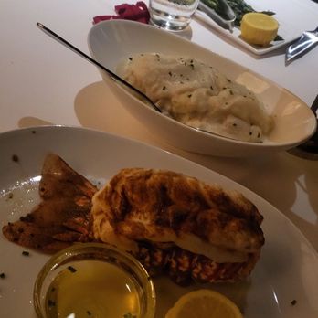 Eddie V's Prime Seafood - South African Lobster Tail Creamy Mashed Potatoes Grilled Asparagus - Seafood Near Me - El Segundo, California Eddie V's Prime Seafood - South African Lobster Tail Creamy Mashed Potatoes Grilled Asparagus - Seafood Near Me - El Segundo, California