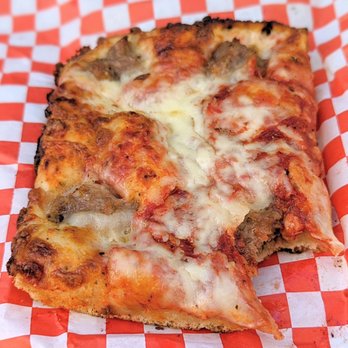 Golden Boy Pizza - sausage, nice crispy underside and edges - Pizza Near Me - San Francisco, California Golden Boy Pizza - sausage, nice crispy underside and edges - Pizza Near Me - San Francisco, California