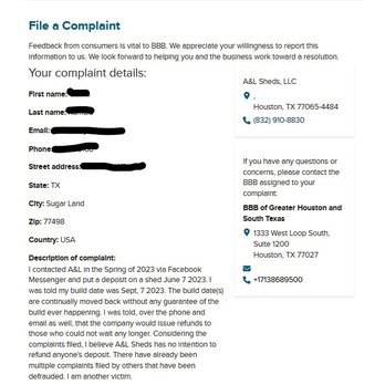 A&L Sheds - BBB complaint. There is a warning and there accreditation has been revoked - General Contractors Near Me A&L Sheds - BBB complaint. There is a warning and there accreditation has been revoked - General Contractors Near Me