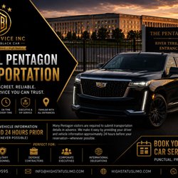 HSB Sedan Service - Luxury Pentagon car service to the River Terrace Entrance. Executive chauffeurs, airport transfers & VIP transportation in Washington, DC.