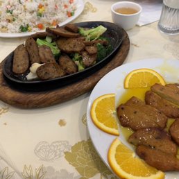 All three dishes - house special fried rice (left) - vegetarian steak (Middle) - orange bean curd (Right) @jfoodreviews on instagram All three dishes - house special fried rice (left) - vegetarian steak (Middle) - orange bean curd (Right) @jfoodreviews on instagram