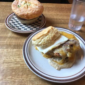 Pine State Biscuits - Top: Chicken Pot Pie Bottom: Reggie Deluxe - Breakfast & Brunch Near Me - Portland, Oregon