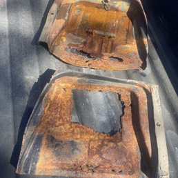 Rotted floor pans, if they're done the inspection, there's no way you can miss this. Rotted floor pans, if they're done the inspection, there's no way you can miss this.