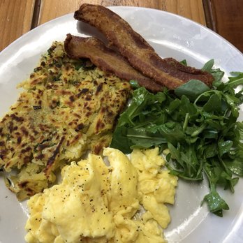 Estero Cafe - Eggs (scrambled) and hash brown plate, side of bacon - Breakfast & Brunch Near Me - Valley Ford, California