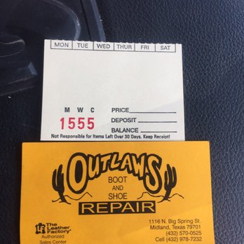 Outlaw's Boot & Shoe Repair - Outlaws boot and shoe repair work - Leather Goods Near Me - Midland, Texas Outlaw's Boot & Shoe Repair - Outlaws boot and shoe repair work - Leather Goods Near Me - Midland, Texas