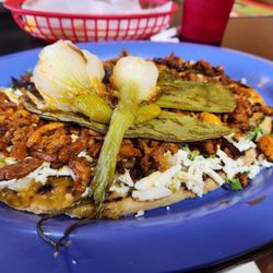 El Huarache Azteca - This is the El Pastor Huarache plate. Really good!