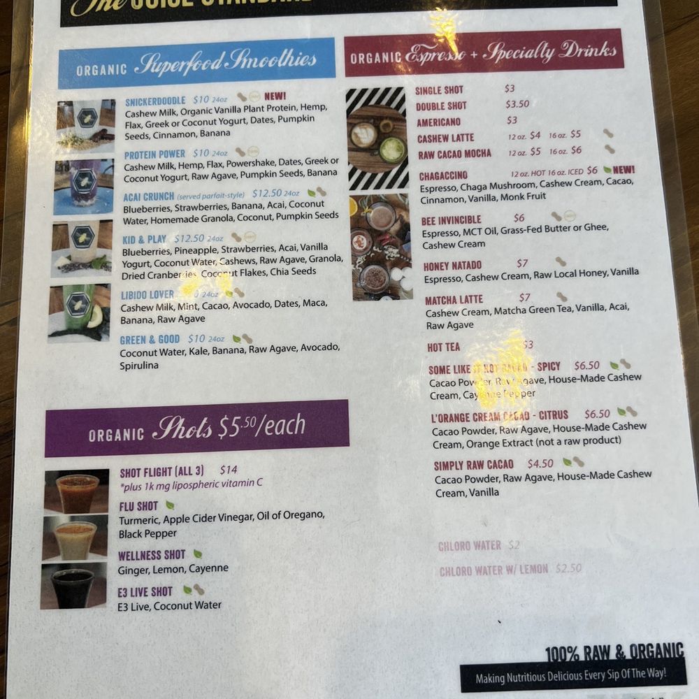 The Juice Standard - Menu - Juice Bars & Smoothies Near Me - Henderson, Nevada