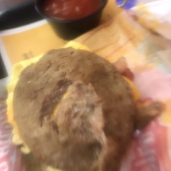 Carl's Jr - Raw hamburger..hope I don't get sick - Fast Food Near Me - Yucaipa, California