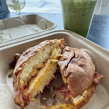 PT's Coffee - Crossroads - The Classic Brioche with an iced Matcha Latte - Coffee & Tea Near Me - Kansas City, Missouri PT's Coffee - Crossroads - The Classic Brioche with an iced Matcha Latte - Coffee & Tea Near Me - Kansas City, Missouri