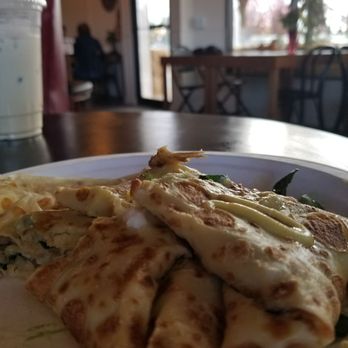 Yellow Cafe - Chicken, spinach, and cheese crepe with hollandaise sauce is yummy! - Coffee & Tea Near Me - Richland, Washington Yellow Cafe - Chicken, spinach, and cheese crepe with hollandaise sauce is yummy! - Coffee & Tea Near Me - Richland, Washington