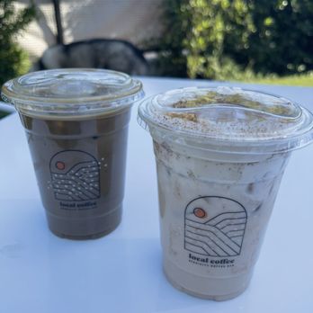 Local Coffee Roasters - Left: hojicha latte Right: apple spiced chai - Coffee & Tea Near Me - West Covina, California