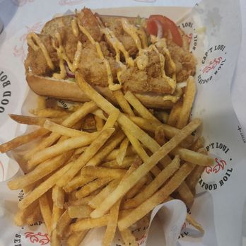 Capt Loui - Shrimp Po Boy and fries - Seafood Near Me - Carrollton, Texas Capt Loui - Shrimp Po Boy and fries - Seafood Near Me - Carrollton, Texas