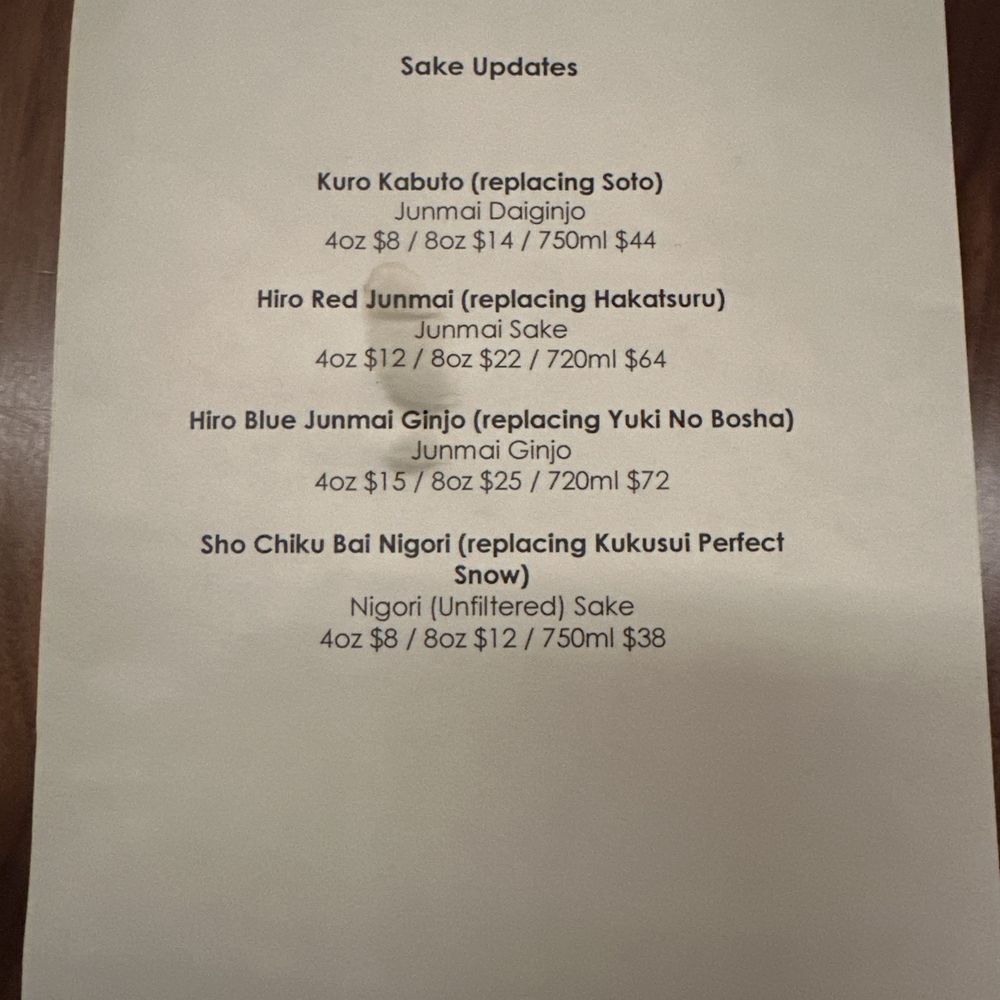 Bisutoro - updated sake menu - Ramen Near Me - Phoenix, Arizona