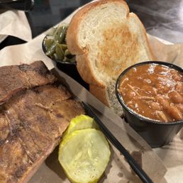 Tender ribs, terrific baked beans and green beans Tender ribs, terrific baked beans and green beans