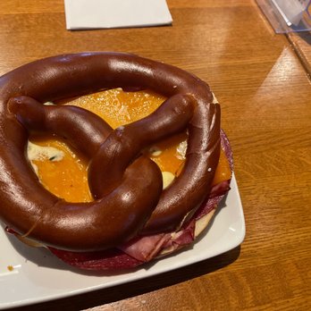 Bavarian Bierhaus - Pretzel samich with cheddar! - German Near Me - Glendale, Wisconsin