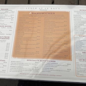 Le Roy's Restaurant - Lunch menu - Diners Near Me - Monrovia, California