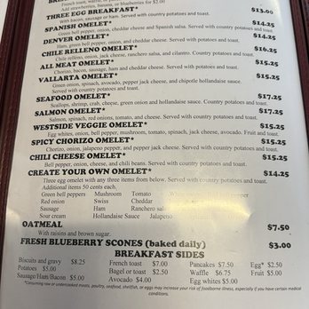 Westside Cafe & Coffee Company - Breakfast menu, page 2 - Coffee & Tea Near Me - Reno, Nevada