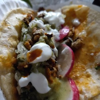 Tacos Maya - Al pastor with condiments. - Food Trucks Near Me - Jamaica, New York Tacos Maya - Al pastor with condiments. - Food Trucks Near Me - Jamaica, New York